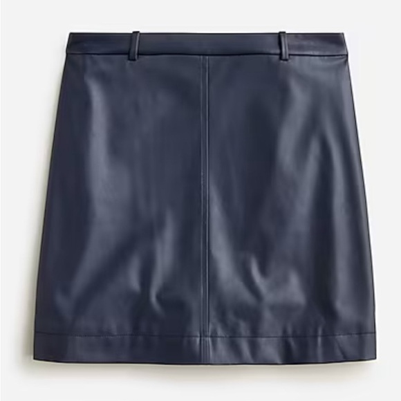 NWT J Crew Faux Leather Trouser Mini Skirt in Navy 20 - Picture 1 of 3